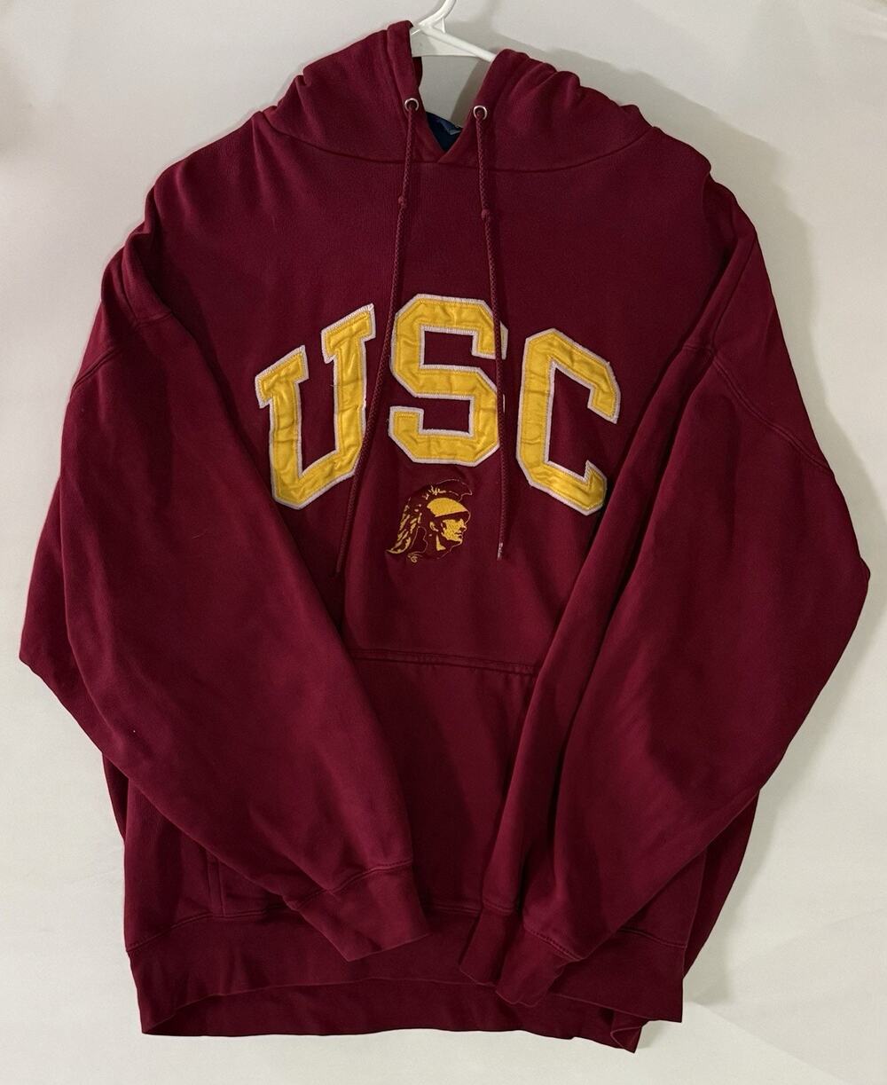 USC Trojans Hoodie Cardinal Gold Check Measurements A167